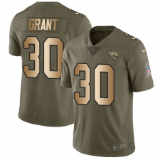 Men's Nike Jacksonville Jaguars #30 Corey Grant Limited Olive/Gold 2017 Salute to Service NFL Jersey
