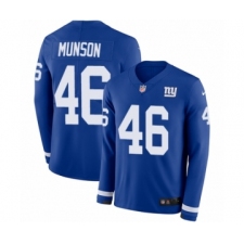 Youth Nike New York Giants #46 Calvin Munson Limited Royal Blue Therma Long Sleeve NFL Jersey