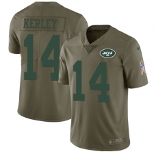 Men's Nike New York Jets #14 Jeremy Kerley Limited Olive 2017 Salute to Service NFL Jersey