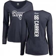 NFL Women's Nike Los Angeles Rams #86 Derek Carrier Navy Blue Backer Slim Fit Long Sleeve T-Shirt