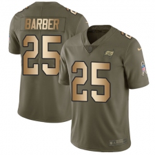 Youth Nike Tampa Bay Buccaneers #25 Peyton Barber Limited Olive/Gold 2017 Salute to Service NFL Jersey