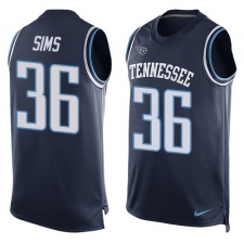 Men's Nike Tennessee Titans #36 LeShaun Sims Limited Navy Blue Player Name & Number Tank Top NFL Jersey