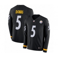 Youth Nike Pittsburgh Steelers #5 Joshua Dobbs Limited Black Therma Long Sleeve NFL Jersey