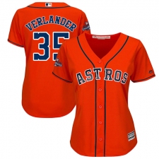Women's Majestic Houston Astros #35 Justin Verlander Authentic Orange Alternate 2017 World Series Champions Cool Base MLB Jersey