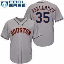 Youth Majestic Houston Astros #35 Justin Verlander Replica Grey Road Cool Base MLB Jersey