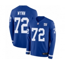 Men's Nike New York Giants #72 Kerry Wynn Limited Royal Blue Therma Long Sleeve NFL Jersey