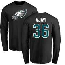 Nike Philadelphia Eagles #36 Jay Ajayi Black Name & Number Logo Long Sleeve T-Shirt