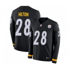 Men's Nike Pittsburgh Steelers #28 Mike Hilton Limited Black Therma Long Sleeve NFL Jersey