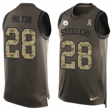 Men's Nike Pittsburgh Steelers #28 Mike Hilton Limited Green Salute to Service Tank Top NFL Jersey