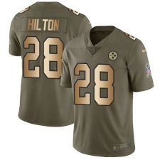 Men's Nike Pittsburgh Steelers #28 Mike Hilton Limited Olive Gold 2017 Salute to Service NFL Jersey