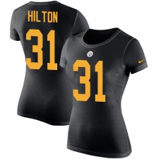 Women's Nike Pittsburgh Steelers #31 Mike Hilton Black Rush Pride Name & Number T-Shirt