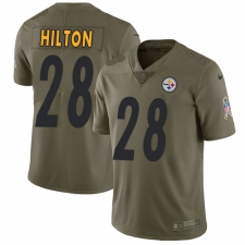 Youth Nike Pittsburgh Steelers #28 Mike Hilton Limited Olive 2017 Salute to Service NFL Jersey