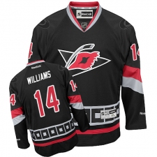Women's Reebok Carolina Hurricanes #14 Justin Williams Authentic Black Third NHL Jersey