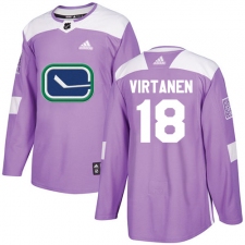 Men's Adidas Vancouver Canucks #18 Jake Virtanen Authentic Purple Fights Cancer Practice NHL Jersey