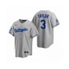 Men's Los Angeles Dodgers #3 Chris Taylor Gray 2020 World Series Champions Road Replica Jersey