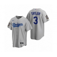Men's Los Angeles Dodgers #3 Chris Taylor Gray 2020 World Series Replica Jersey