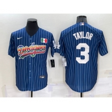 Men's Los Angeles Dodgers #3 Chris Taylor Rainbow Blue Red Pinstripe Mexico Cool Base Nike Jersey