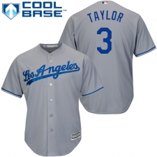 Men's Majestic Los Angeles Dodgers #3 Chris Taylor Replica Grey Road Cool Base MLB Jersey