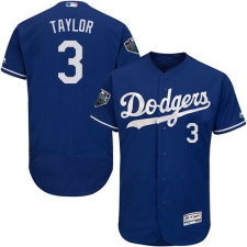 Men's Majestic Los Angeles Dodgers #3 Chris Taylor Royal Blue Alternate Flex Base Authentic Collection 2018 World Series MLB Jersey