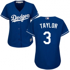 Women's Majestic Los Angeles Dodgers #3 Chris Taylor Replica Royal Blue Alternate Cool Base MLB Jersey
