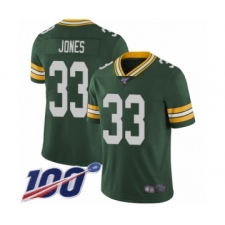 Men's Green Bay Packers #33 Aaron Jones Green Team Color Vapor Untouchable Limited Player 100th Season Football Jersey