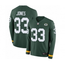 Men's Nike Green Bay Packers #33 Aaron Jones Limited Green Therma Long Sleeve NFL Jersey