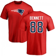 NFL Nike New England Patriots #88 Martellus Bennett Red Name & Number Logo T-Shirt