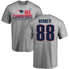 Nike New England Patriots #88 Martellus Bennett Heather Gray 2017 AFC Champions V-Neck T-Shirt