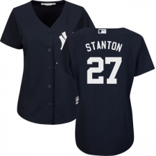 Women's Majestic New York Yankees #27 Giancarlo Stanton Replica Navy Blue Alternate MLB Jersey