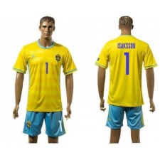 Sweden #1 Isaksson Home Soccer Country Jersey