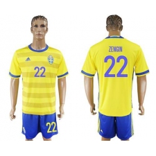Sweden #22 Zengin Home Soccer Country Jersey