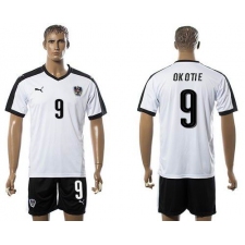 Austria #9 Okotie White Away Soccer Country Jersey