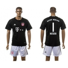 Bayern Munchen #1 Neuer Goalkeeper Black Soccer Club Jersey
