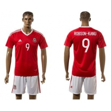 Wales #9 Robson-Kanu Red Home Soccer Club Jersey
