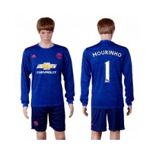 Manchester United #1 Mourinho Away Long Sleeves Soccer Club Jersey