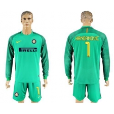 Inter Milan #1 Handanovic Green Goalkeeper Long Sleeves Soccer Club Jersey