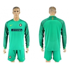 Inter Milan Blank Green Goalkeeper Long Sleeves Soccer Club Jersey