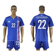 Iceland #22 Gudjohnsen Home Soccer Country Jersey