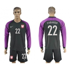 Poland #22 Fabianshi Black Goalkeeper Long Sleeves Soccer Country Jersey