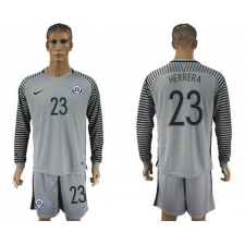 Chile #23 Herrera Grey Goalkeeper Long Sleeves Soccer Country Jersey