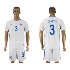 Chile #3 Campos Away Soccer Country Jersey