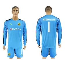Dortmund #1 Weidenfeller Blue Long Sleeves Goalkeeper Soccer Club