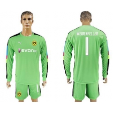 Dortmund #1 Weidenfeller Green Long Sleeves Goalkeeper Soccer Club