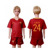 Roma #24 Florenzi Home Kid Soccer Club Jersey