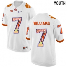 Clemson Tigers #7 Mike Williams White With Portrait Print Youth College Football Jersey5