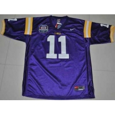 LSU Tigers #11 Spencer Ware Purple 2012 BCS Championship Patch Embroidered NCAA Jersey