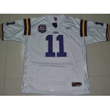 LSU Tigers #11 Spencer Ware White 2012 BCS Championship Patch Embroidered NCAA Jersey