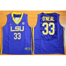 LSU Tigers #33 Shaquille O'Neal Purple Basketball Stitched NCAA Jersey
