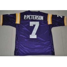 LSU Tigers #7 P.Peterson Purple Embroidered NCAA Jersey