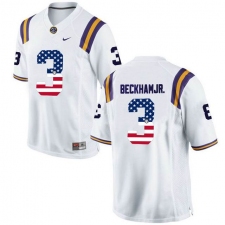 LSU Tigers Tigers #3 Odell Beckham Jr. White USA Flag College Football Limited Jersey